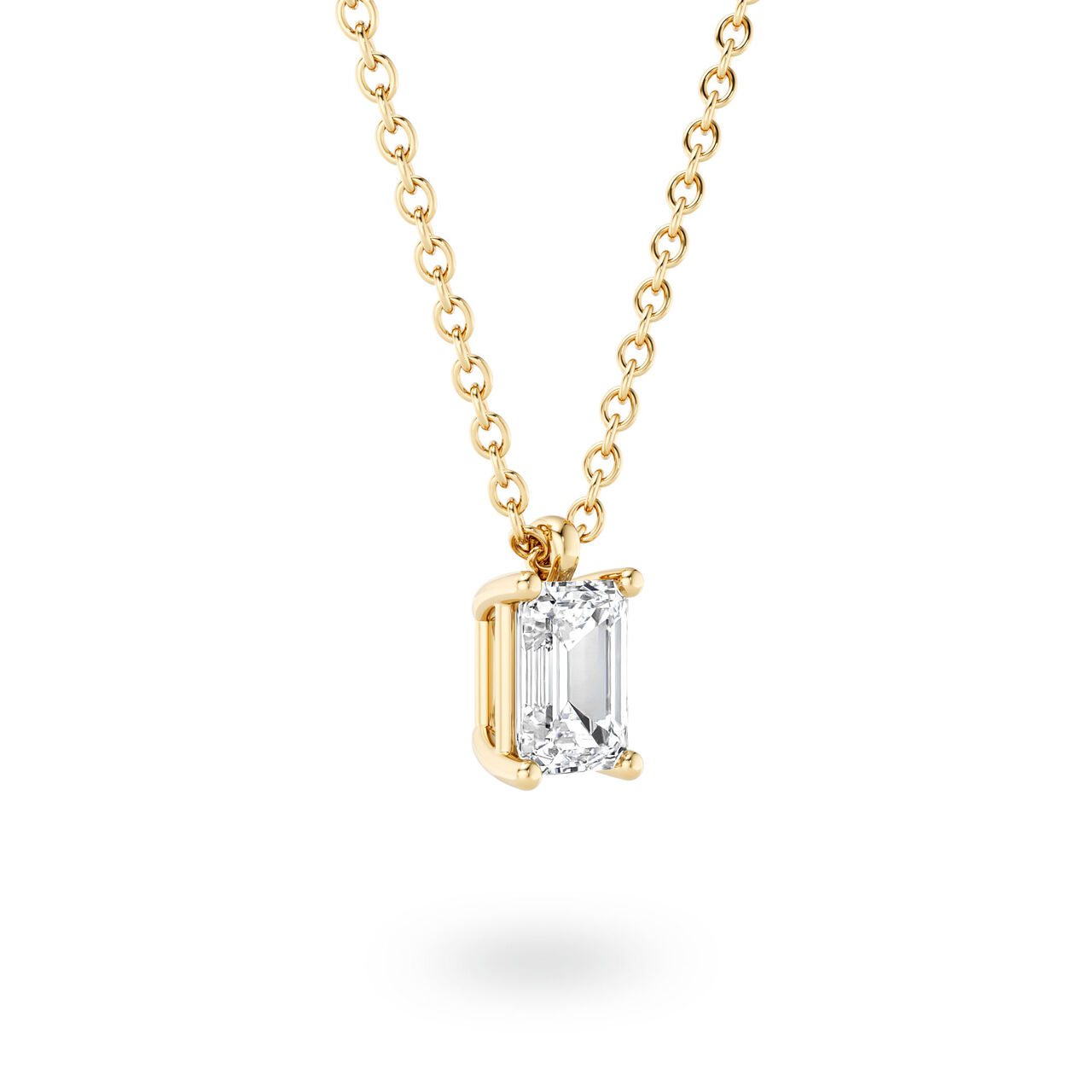 Birks Blue Yellow Gold Emerald-Cut Diamond Pendant with Sapphire Accent image number 1